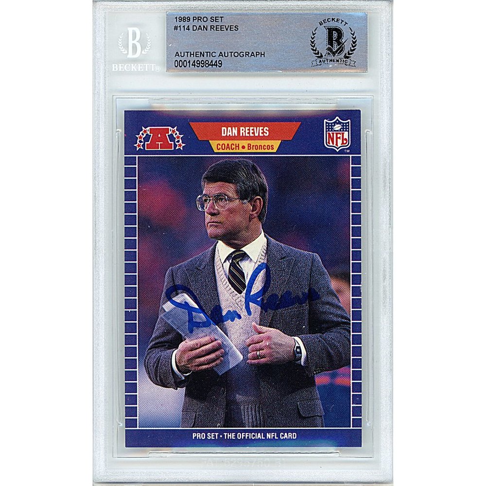 Dan Reeves Signed 1989 Pro Set Football Card Beckett Denver Broncos Autograph